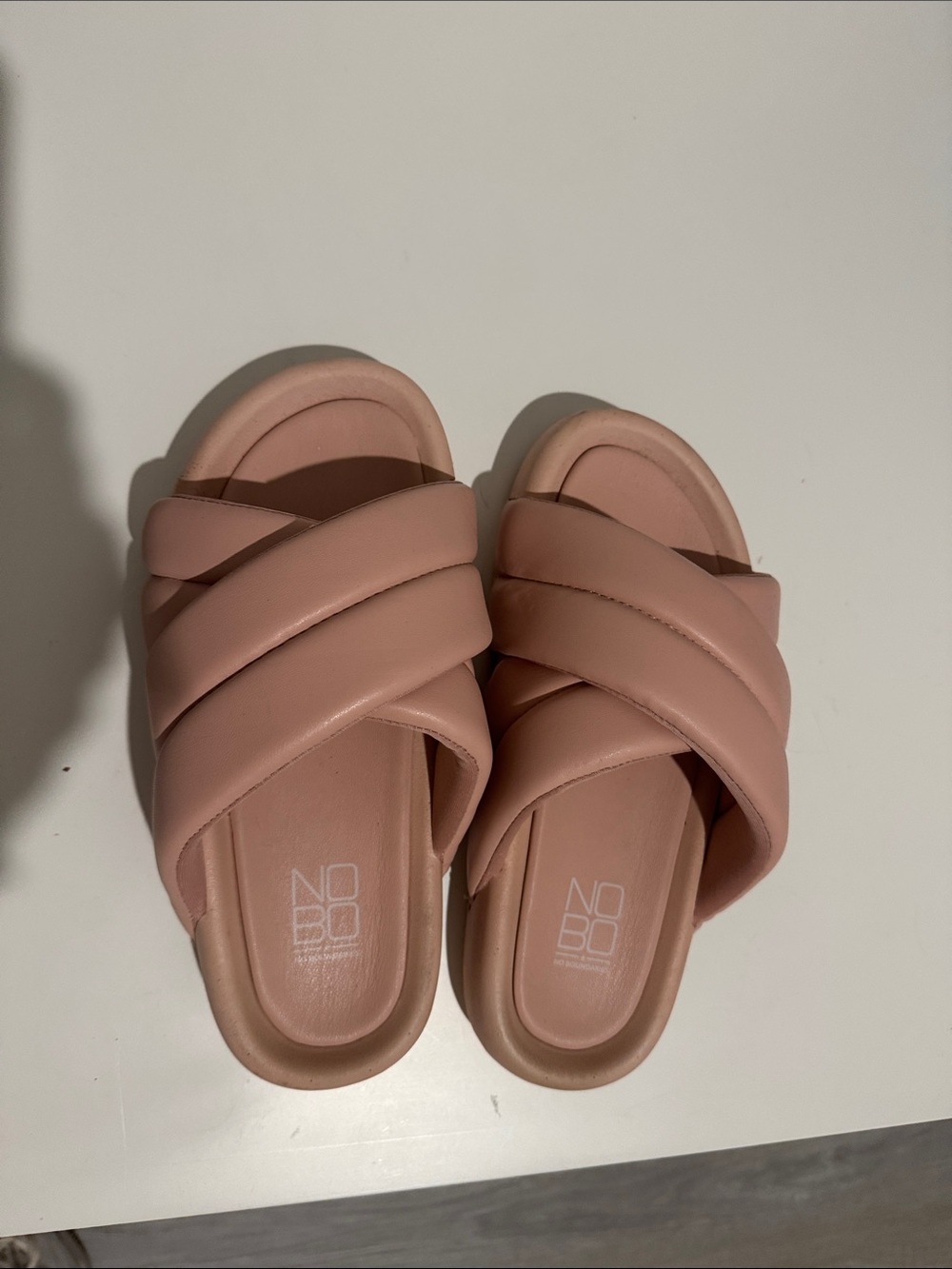 NOBO Dusty Pink Crisscross Quilted Slide Sandals
